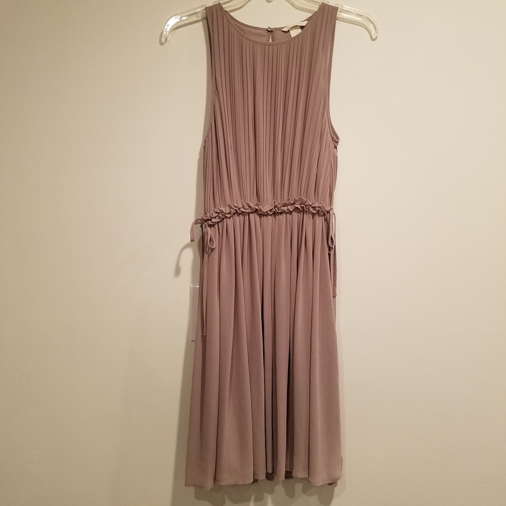 NWT H & M Pleated Mauve Chiffon Dress Sz 4